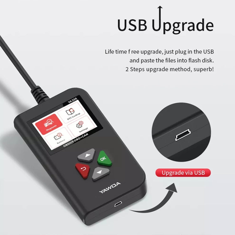 YA206 Car Code Reader OBD2 Fault Detector Diagnostic Tool, YA206
