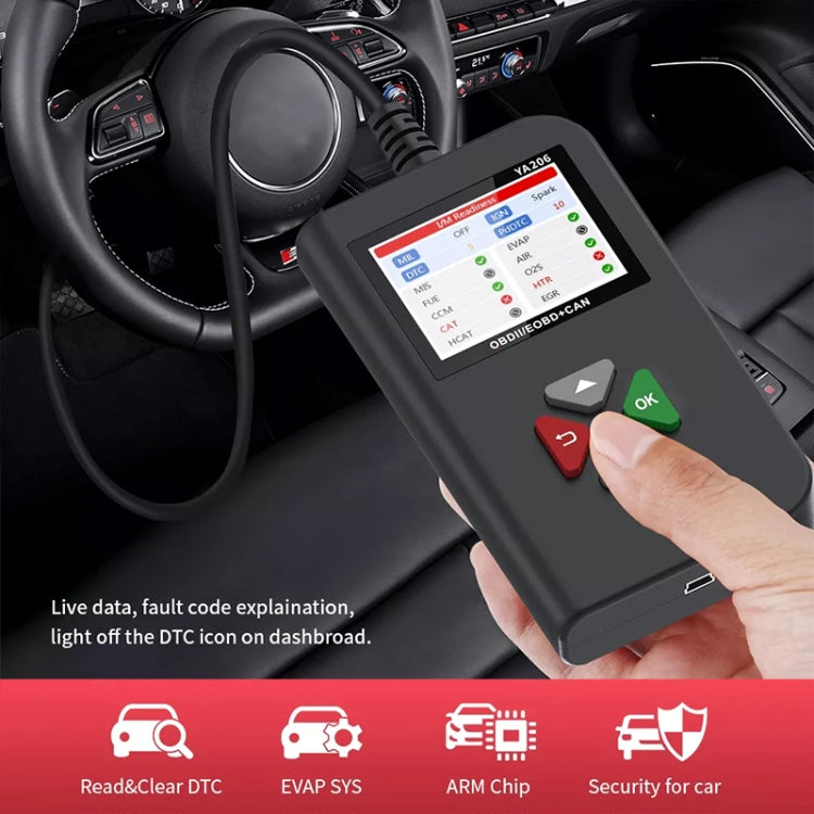 YA206 Car Code Reader OBD2 Fault Detector Diagnostic Tool, YA206