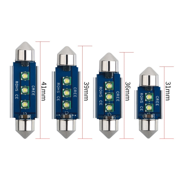 2pcs 31mm IC12V /  2.76W / 0.23A / 300LM 3LEDs SMD Car Reading Lamp Dome Light, 31mm