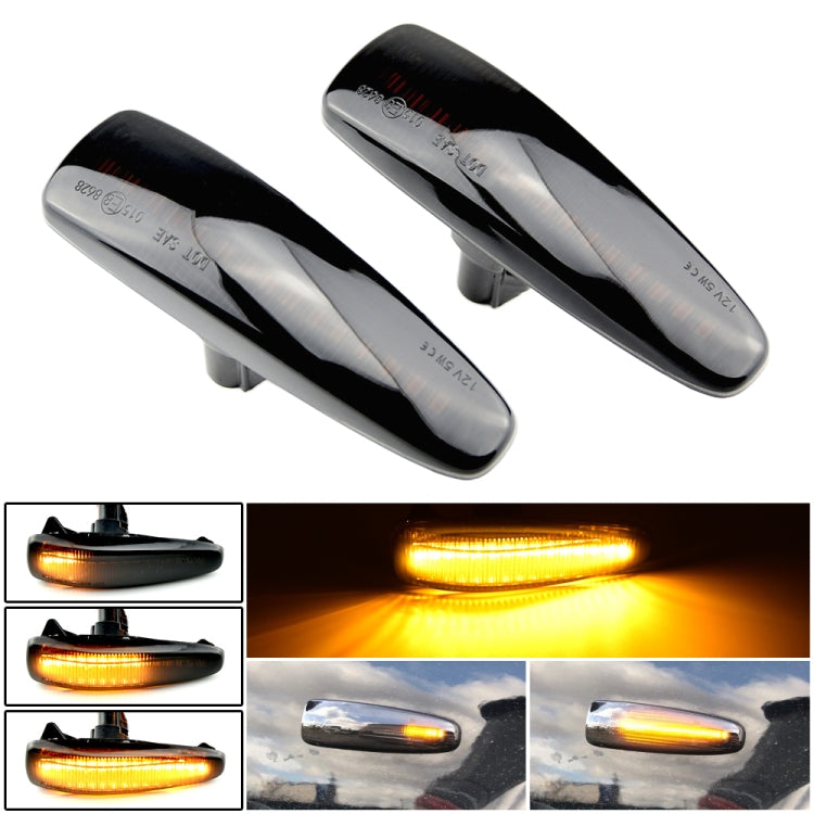 2pcs For Mitsubishi Lancer 2008-2018 Car Dynamic LED Fender Side Light, For Mitsubishi Lancer 2008-2018 (Transparent), For Mitsubishi Lancer 2008-2018 (Transparent Black)