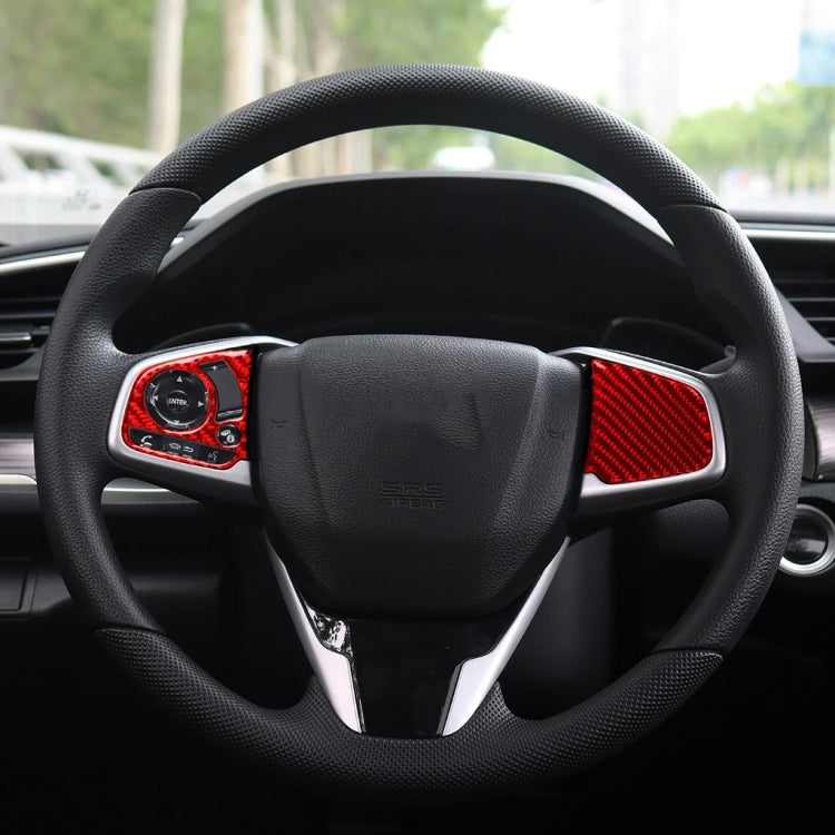 Car Carbon Fiber Steering Wheel Button Middle Configuration Decorative Sticker for Honda Tenth Generation Civic 2016-2019, Left and Right Drive Universal