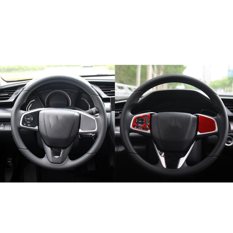 Car Carbon Fiber Steering Wheel Button Middle Configuration Decorative Sticker for Honda Tenth Generation Civic 2016-2019, Left and Right Drive Universal