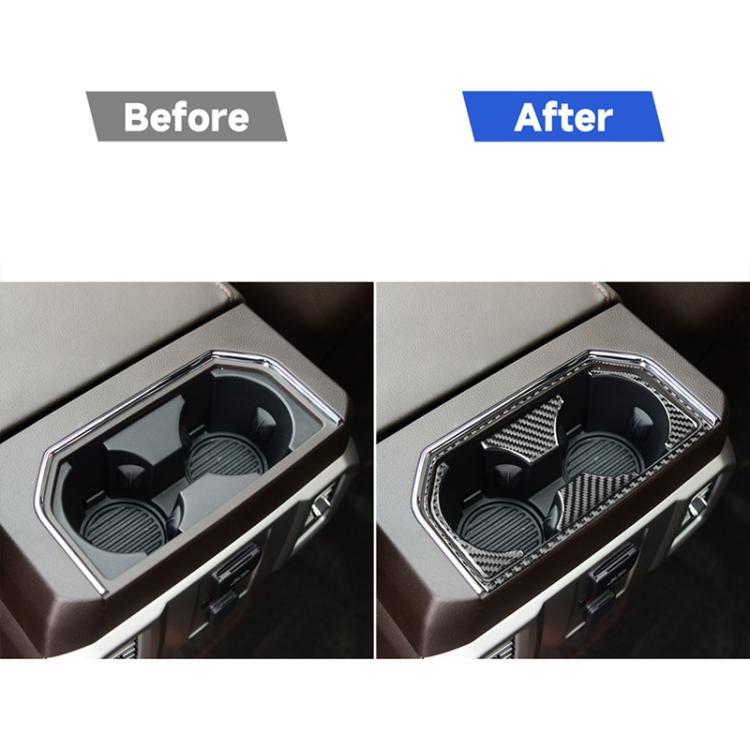 Car Carbon Fiber Rear Water Cup Holder Frame Decorative Sticker for Ford F150 2017-2020, Left and Right Drive Universal, Rear Water Cup Holder Frame
