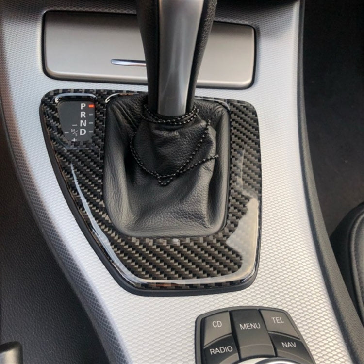 Carbon Fiber Car Left Driving Gear Panel Decorative Sticker for BMW E90 / E92 2005-2012, Suitable for Left Driving, Left Driving Gear Panel