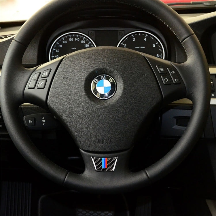 Little B Version Three Color Carbon Fiber Car Steering Wheel Decorative Sticker for BMW E90 2005-2012, Steering Wheel(Three Color,Little B Version)