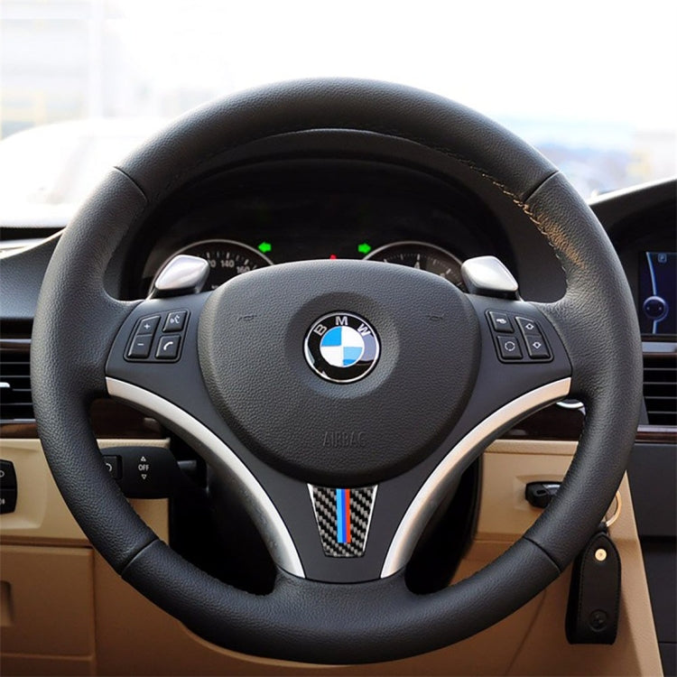 Large A Version Three Color Carbon Fiber Car Steering Wheel Decorative Sticker for BMW E90 2005-2012, Steering Wheel(Three Color)