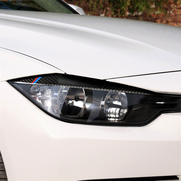 1 Pairs Three Color Carbon Fiber Car Lamp Eyebrow Decorative Sticker for BMW F30 2013-2015, Lamp Eyebrow(Three Color)