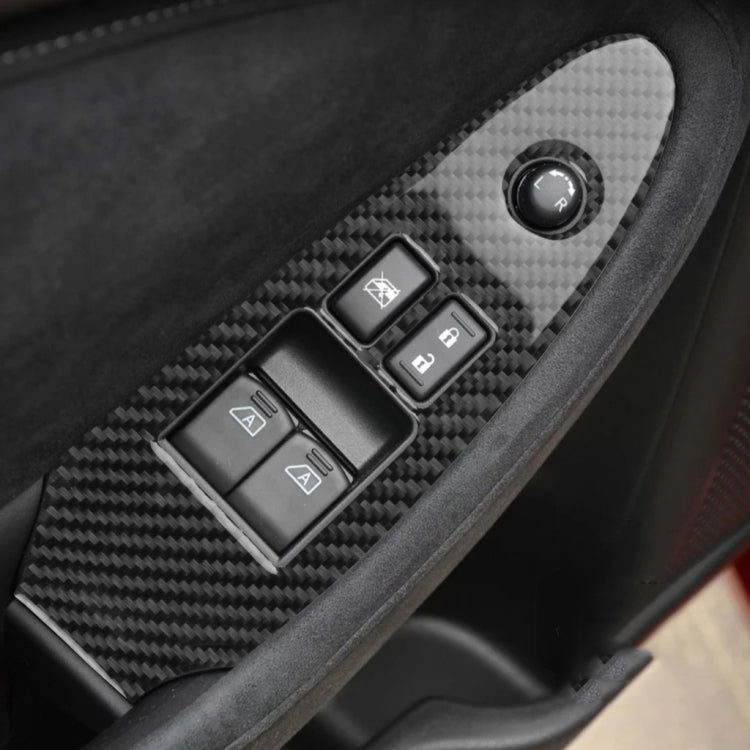 2 PCS Car Carbon Fiber Window Lift Panel Decorative Sticker for Nissan 370Z Z34 2009-, Left Drive Low-configured, Window Lift Panel Left Drive
