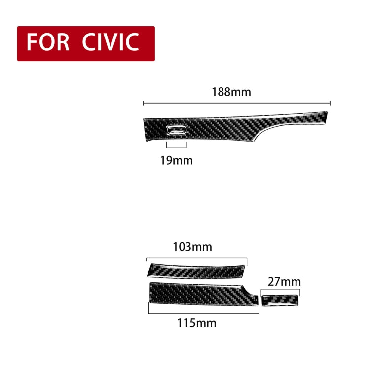 5 in 1 Car Carbon Fiber Automatic Gear Decorative Sticker for Honda Civic 8th Generation 2006-2011, Right Drive, 5 in 1 Automatic Gear, Right Drive