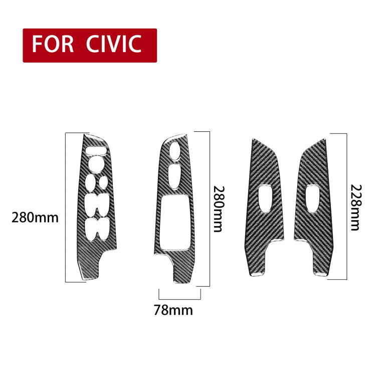 4 in 1 Car Carbon Fiber Glass Lift Panel Decorative Sticker for Honda Civic 8th Generation 2006-2011, Left Drive, Glass Lift Panel, Left Drive