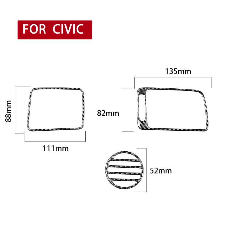 3 in 1 Car Carbon Fiber Front Passenger Seat Air Outlet Decorative Sticker for Honda Civic 8th Generation 2006-2011, Left Drive, Front Passenger Seat Air Outlet, Left Drive