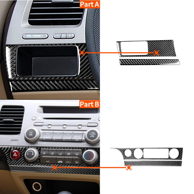 4 in 1 Car Carbon Fiber Air Conditioning Button + Headlight Switch Panel Decorative Sticker for Honda Civic 8th Generation 2006-2011, Left Drive, Air Conditioning Button + Headlight Switch Panel