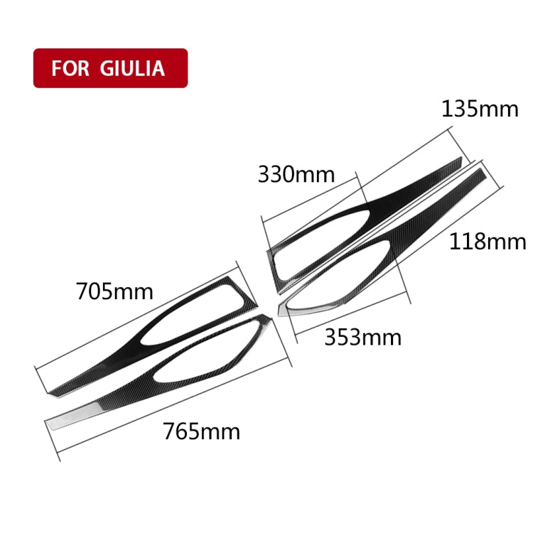 4 in 1 Car Carbon Fiber Door Decorative Sticker for Alfa Romeo Giulia 2017-2019, Left and Right Drive Universal, Door Decorative Sticker