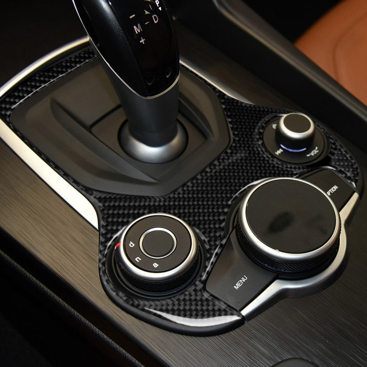 Car Carbon Fiber Gear Panel Decorative Sticker for Alfa Romeo Giulia 2017-2019, Left and Right Drive Universal, Gear Panel