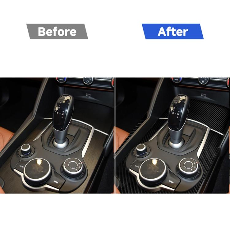 3 in 1 Car Carbon Fiber Gear Frame Panel Decorative Sticker for Alfa Romeo Giulia 2017-2019, Right Drive, Gear Frame, Right Drive