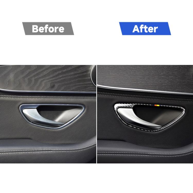 4 PCS Car Carbon Fiber German Color Handle Decorative Sticker for Mercedes-Benz C Class W205 2015-2018/GLC X253 2016-2018, Left and Right Drive Universal, German Color Handle