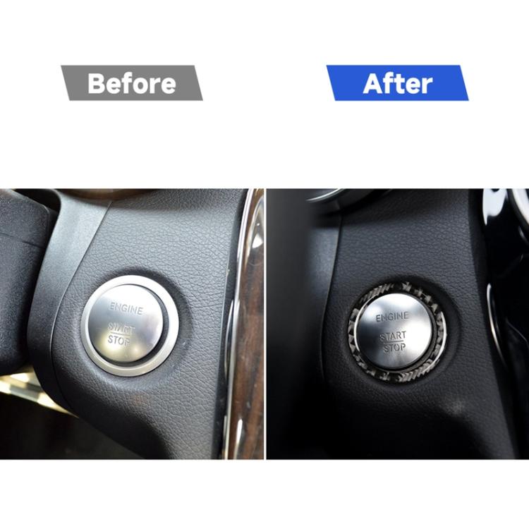 Car Carbon Fiber Solid Color One-click Start Ring Decorative Sticker for Mercedes-Benz Left and Right Drive Universal, Solid Color One-click Start Ring