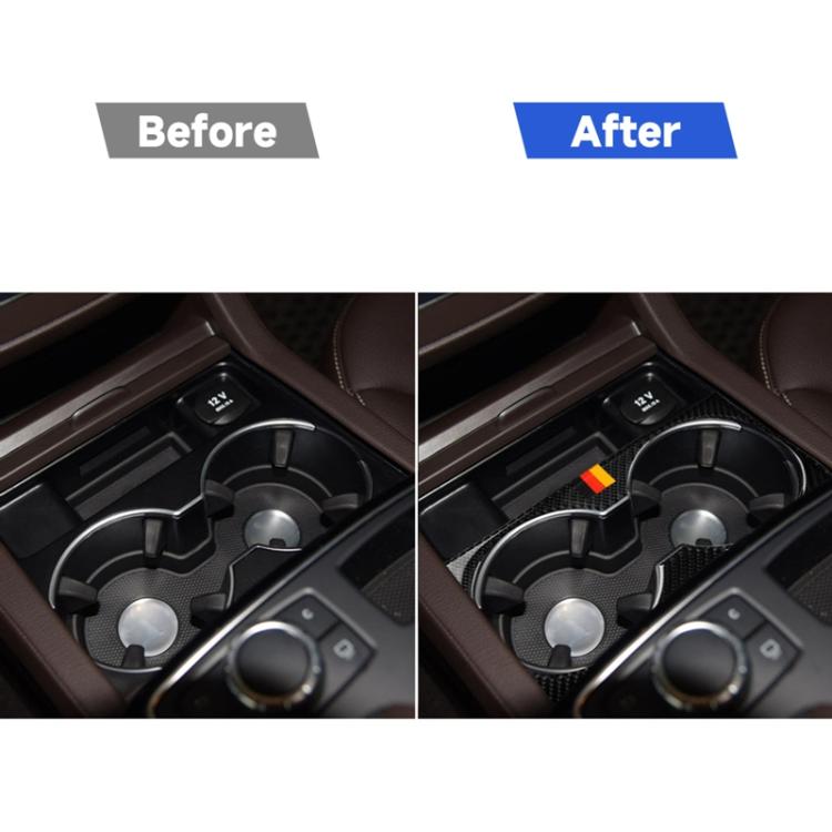 Car Carbon Fiber German Color Water Cup Holder Panel B Decorative Sticker for Mercedes-Benz GLE 2015-2017/GLS 2016-2018/ML 2012-2015/GL 2013-2015, Left and Right Drive Universal, German Color Water Cup Holder Panel B