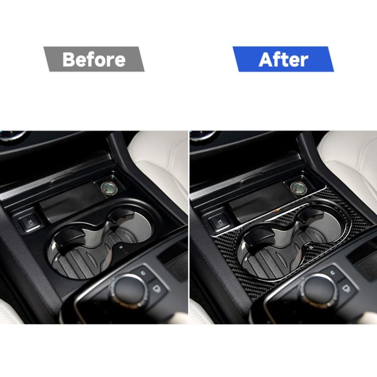 Car Carbon Fiber German Color Water Cup Holder Panel A Decorative Sticker for Mercedes-Benz GLE 2015-2017/GLS 2016-2018/ML 2012-2015/GL 2013-2015, Left Drive, German Color Water Cup Holder Panel A