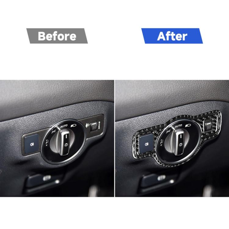 Car Carbon Fiber Solid Color Headlight Switch D Decorative Sticker for Mercedes-Benz A 2013-2018/B Class 2013-2018/C Class 2007-2013, Left and Right Drive Universal, Solid Color Headlight Switch D