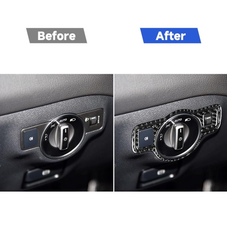 Car Carbon Fiber Solid Color Headlight Switch C Decorative Sticker for Mercedes-Benz A 2013-2018/B Class 2013-2018/C Class 2007-2013, Left Drive, Solid Color Headlight Switch C