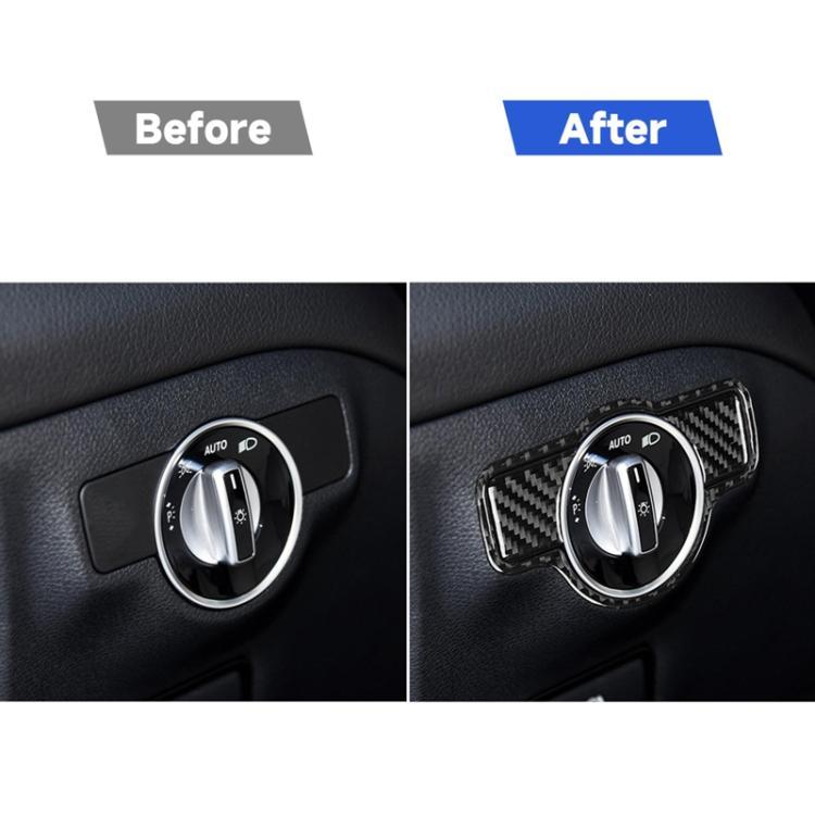 Car Carbon Fiber Solid Color Headlight Switch B Decorative Sticker for Mercedes-Benz A 2013-2018/B Class 2013-2018/C Class 2007-2013, Left Drive, Solid Color Headlight Switch B