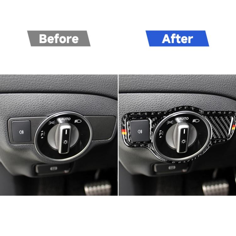 Car Carbon Fiber German Color Headlight Switch A Decorative Sticker for Mercedes-Benz A 2013-2018/B Class 2013-2018/C Class 2007-2013, Left Drive, German Color Headlight Switch A