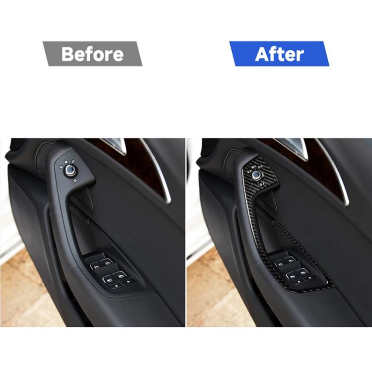 Car Carbon Fiber Glass Lifter Long Style Decorative Sticker for Audi A6 S6 C7 A7 S7 4G8 2012-2018, Right Drive, Glass Lifter, Right Drive