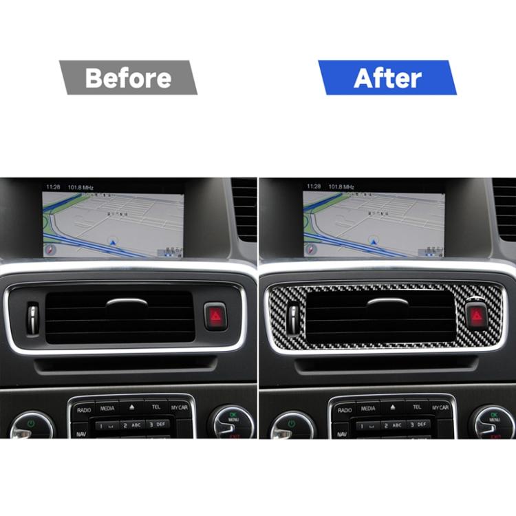 Car Carbon Fiber Central Control Below Air Outlet Decorative Stickers for Volvo V60 2010-2017 / S60 2010-2018, Left Drive , Central Control Below Air Outlet, Left Drive