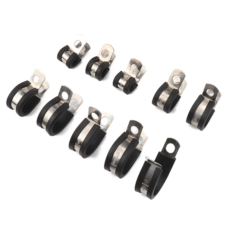 10 PCS Car Rubber Cushion Pipe Clamps Stainless Steel Clamps, Size: 5/16 inch (8mm), Size: 5/16 inch (8mm)