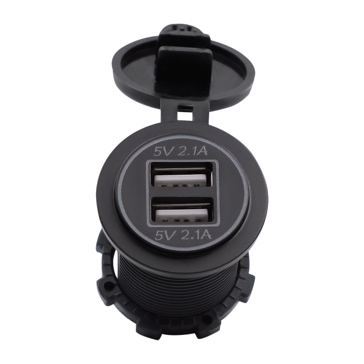 Universal Car Dual USB Charger Power Outlet Adapter 4.2A 5V IP66 with Aperture + 60cm Cable, 4.2A + 60cm Cable(Red Light), 4.2A + 60cm Cable(Blue Light), 4.2A + 60cm Cable(Orange Light)