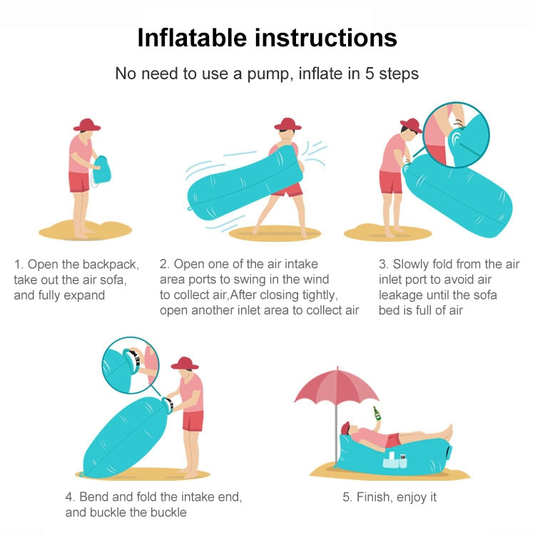 Outdoor Portable Lazy Water Inflatable Sofa Beach Grass Air Bed, Size: 200 x 70cm, 200 x 70cm Orange, 200 x 70cm Sky Blue, 200 x 70cm Black, 200 x 70cm Green, 200 x 70cm Pink, 200 x 70cm Rose Red, 200 x 70cm Sapphire Blue, 200 x 70cm Grass Green       ...