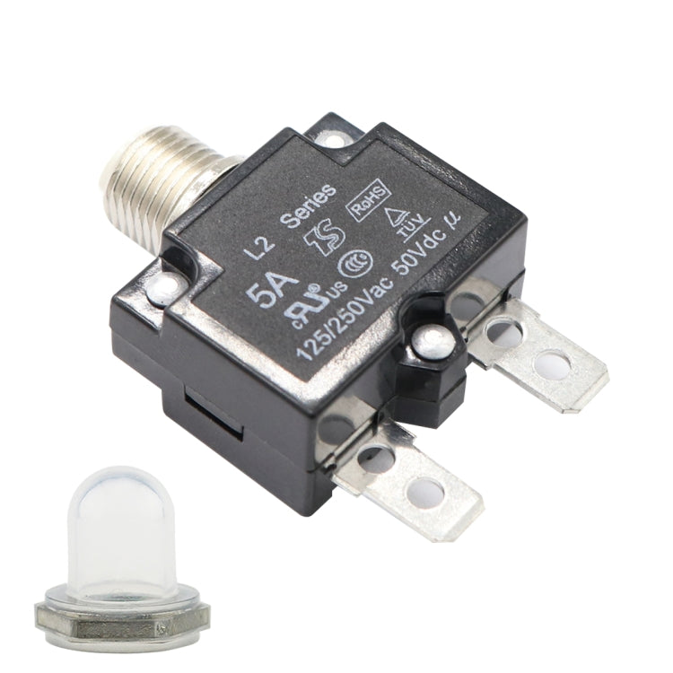 L2 Series 50V Car Overload Protector Manual Reset DC Circuit Breaker with Waterproof Cover, 5A, 10A, 15A, 20A, 30A