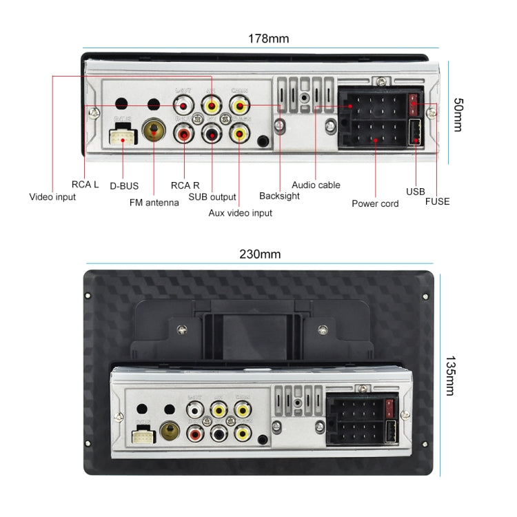 Q3366 Car 9-inch Touch HD Detachable Screen MP5 Support CarPlay / FM with Remote Controler, Q3366