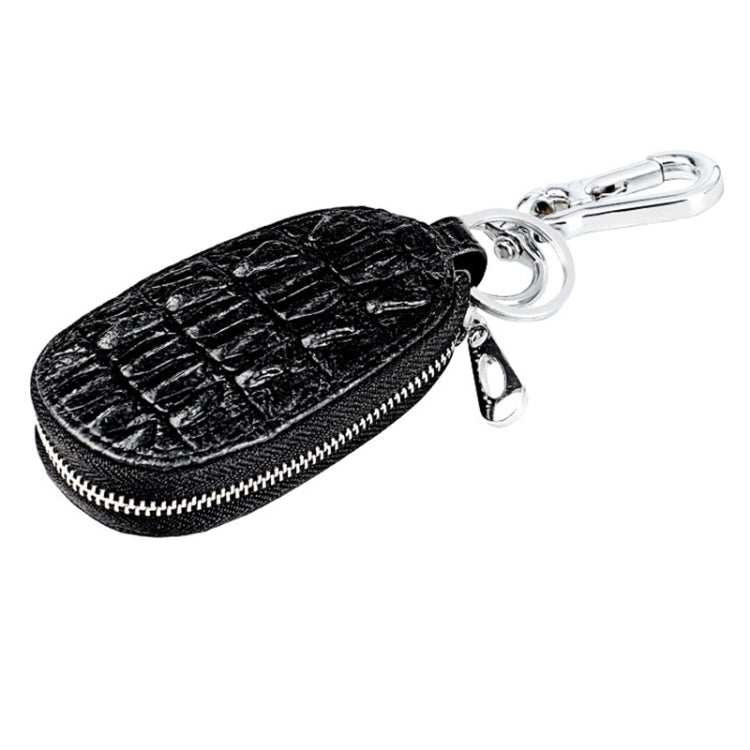 Crocodile Texture First Layer Cowhide Hanging Waist Car Key Bag, Car Key Bag