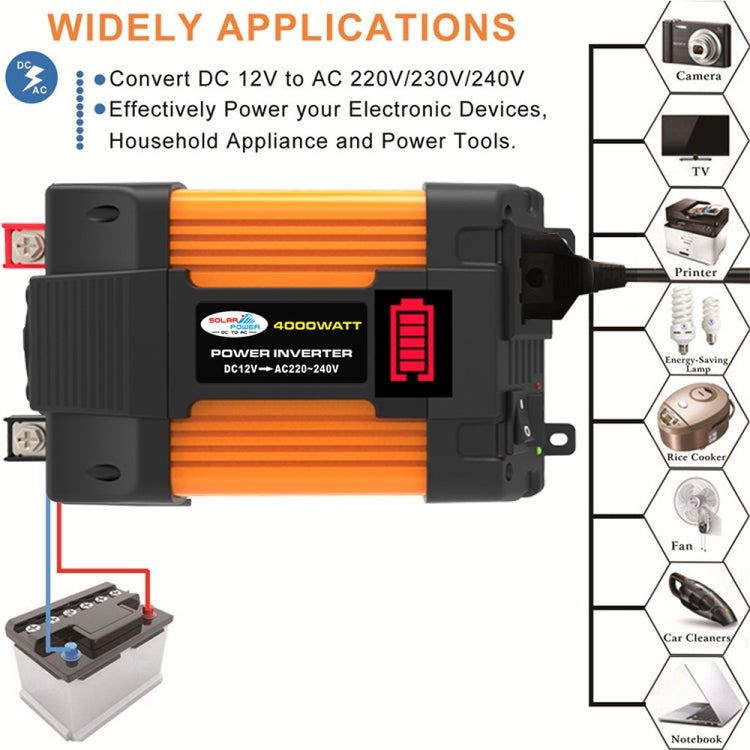 Little Wasp 12V to 110V 4000W Car Power Inverter with LED Display & Dual USB, 12V to 110V 4000W
