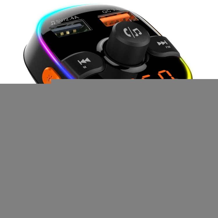 BC52 QC3.0 Fast Charging Car Colorful Atmosphere Light Bluetooth MP3 Player FM Transmitter, BC52