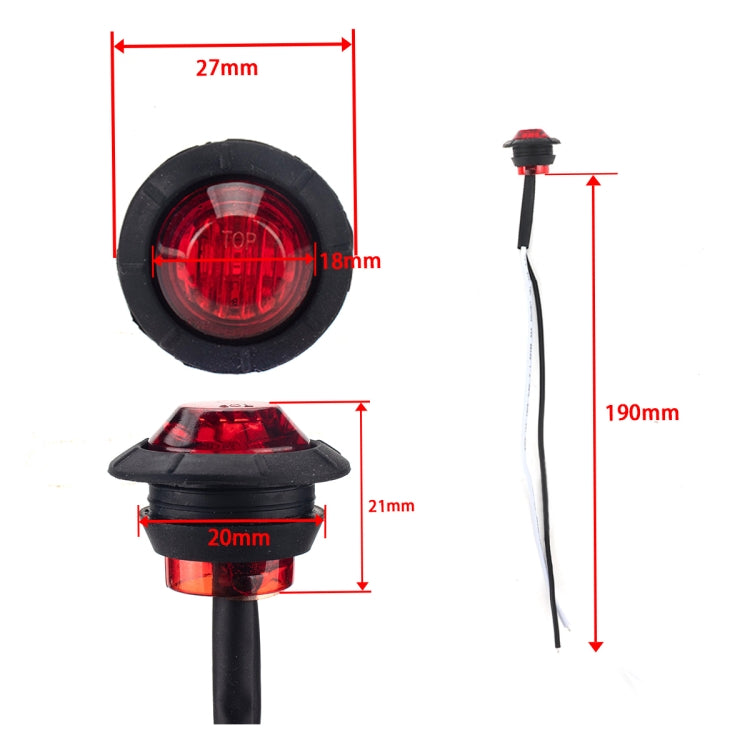20 in 1 Red + Amber Light Truck Trailer LED Round Side Marker Lamp, A5014