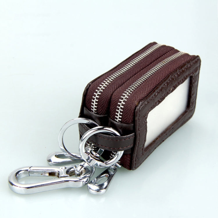 9075 Universal Crocodile Texture Cowhide Double Zipper Car Key Case