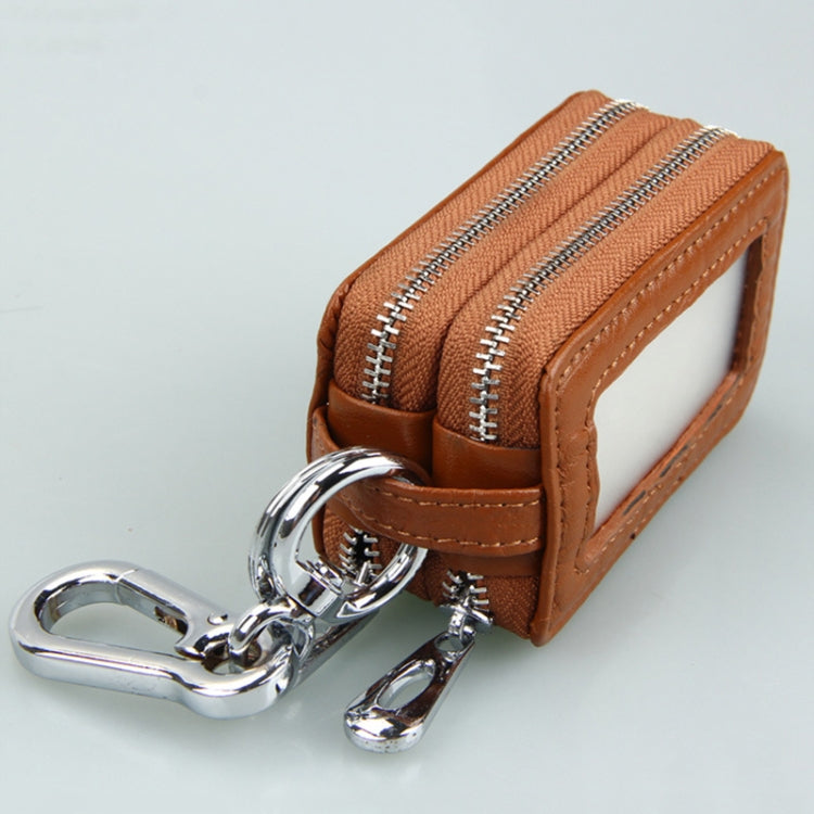 9075 Universal Crocodile Texture Cowhide Double Zipper Car Key Case