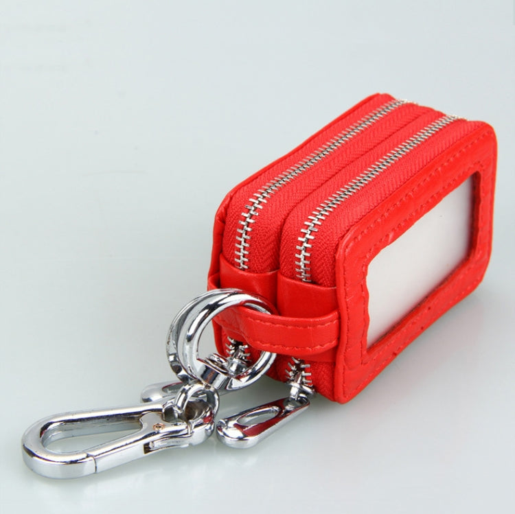 9075 Universal Crocodile Texture Cowhide Double Zipper Car Key Case