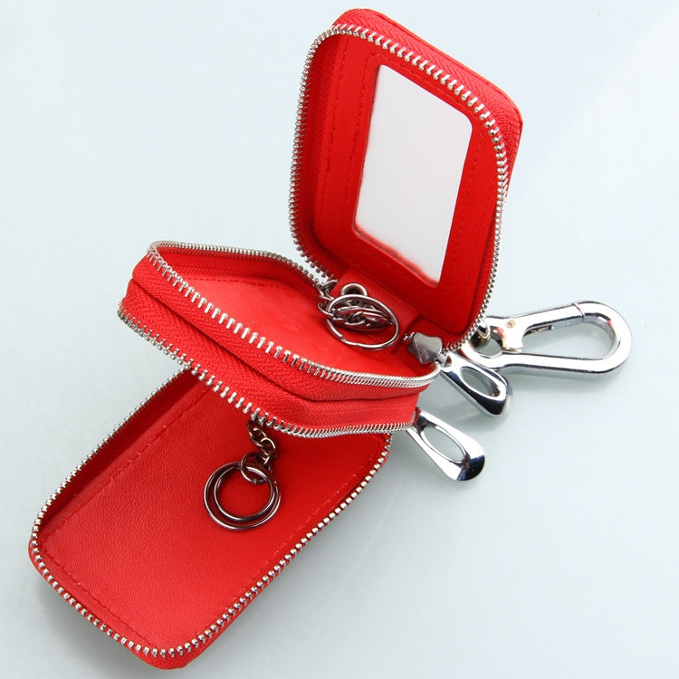 9075 Universal Crocodile Texture Cowhide Double Zipper Car Key Case