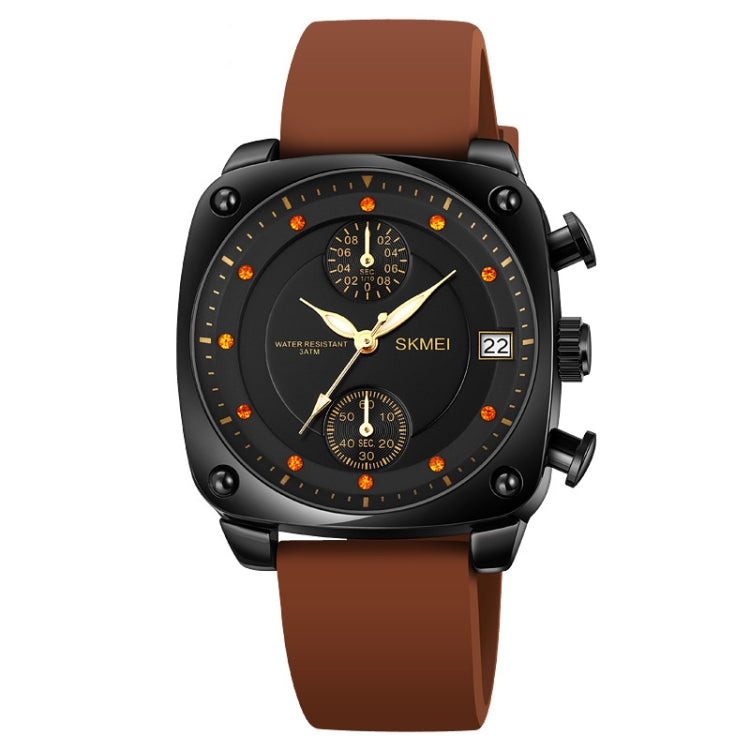 SKMEI 1903 Stainless Steel Buckle Silicone Strap Waterproof Quartz Watch