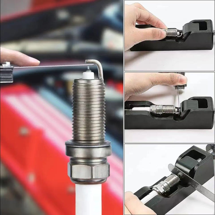 Car Universal Spark Plug Gap Tool with Feeler Gauge for Most 10mm 12mm 14mm 16mm Spark Plugs, with Feeler Gauge (Red), with Feeler Gauge (Black)