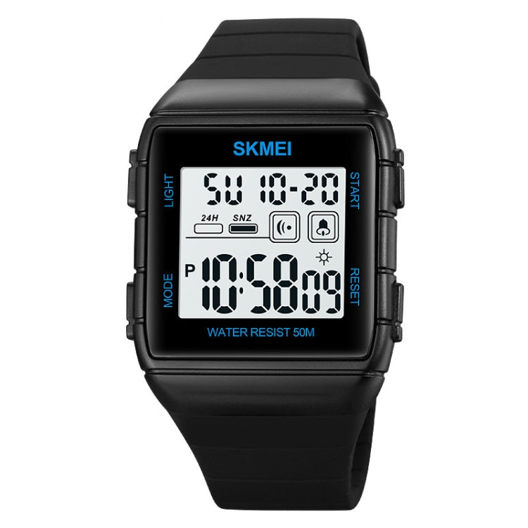 SKMEI 1960 Stainless Steel Buckle Silicone Strap Waterproof Electronic Watch, 1960 Black Gold, 1960 Black and White Machine, 1960 Black and Black Machine, 1960 Blue