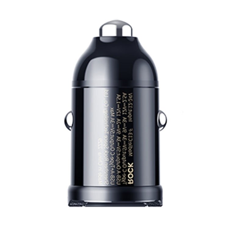 ROCK C13-F H18 Mini Portable Dual Port USB + USB-C / Type-C Car Fast Charger, C13-F H18 Mini