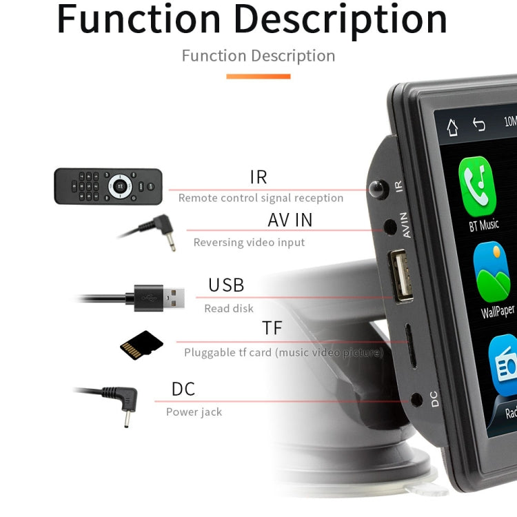 7 inch Wireless CarPlay Radio Multimedia Player 1080P IPS Touch Screen MP5 Radios Bluetooth Monitor, B500W
