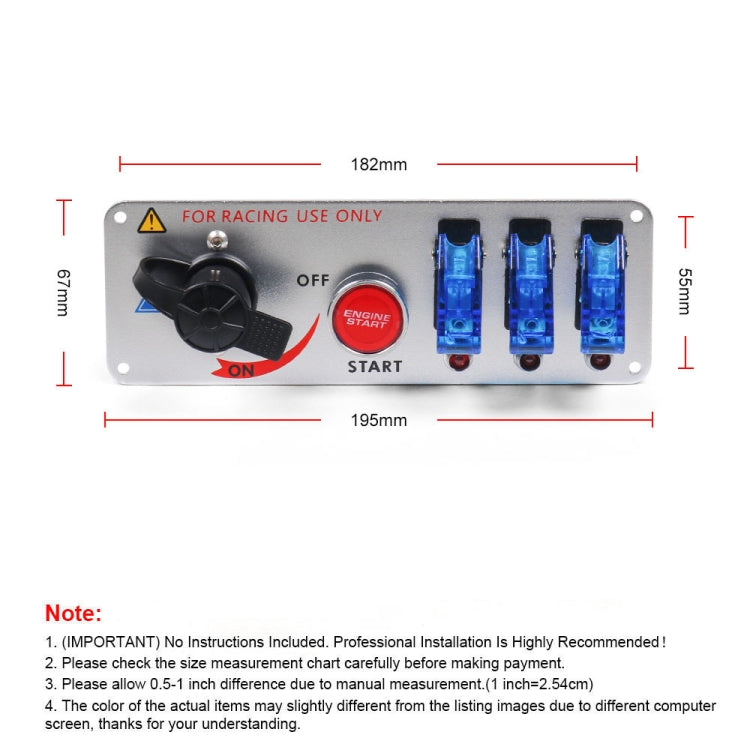 12V Racing Car LED Ignition Switch One Key Start Combination Panel, BX102248