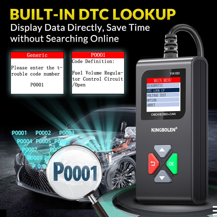 KINGBOLEN YA100 OBD2 Car Engine Fault Diagnosis Tool, YA100