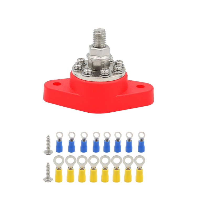 3/8 inch M10 RV Yacht 8-way Terminal Stud with 2 M5x20 Screws + 16pcs Terminals, CP-3065, CP-3066